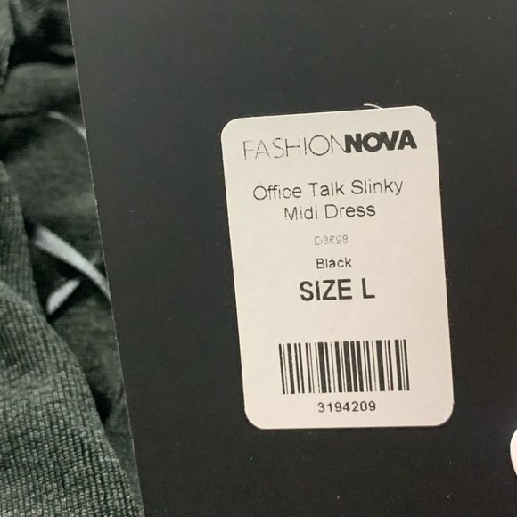 Fashion Nova Office Talk Slinky Long Sleeve Midi Dress - Black - Picture 9 of 13